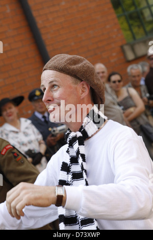 1940er Jahre Tag WW11 militärische Reenactment an nationalen Straßenbahnmuseum Crich, Derbyshire. Stockfoto