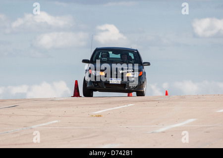 Ein 2006 schwarz Saturn Ion Redline Automobil ein Autocross-Rennen auf eine Regionalveranstaltung Sports Car Club of America (SCCA) Stockfoto