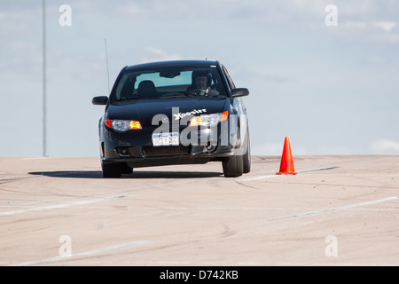 Ein 2006 schwarz Saturn Ion Redline Automobil ein Autocross-Rennen auf eine Regionalveranstaltung Sports Car Club of America (SCCA) Stockfoto