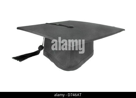 Graduation Cap auf weißem Hintergrund Stockfoto