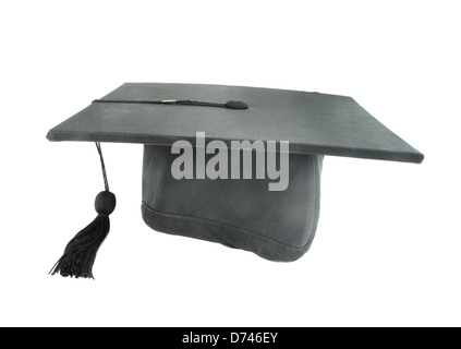 Graduation Cap auf weißem Hintergrund Stockfoto