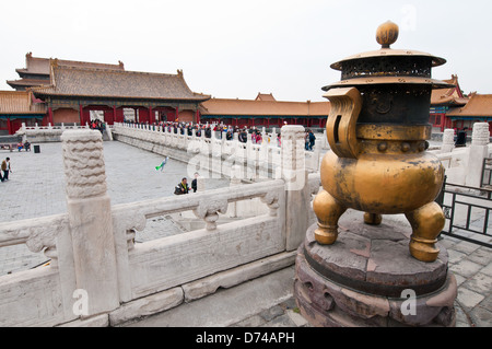 Tor der Himmlischen Reinheit (Qianqingmen) Verbotene Stadt, Peking, China Stockfoto