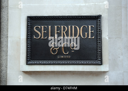 Selfridge & Co Kaufhaus in Oxford Street London W1 UK Stockfoto