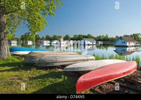 SCHWIMMENDE HÄUSER HUFEISEN TEICH PRESQUE ISLE STATE PARK ERIE PENNSYLVANIA USA Stockfoto