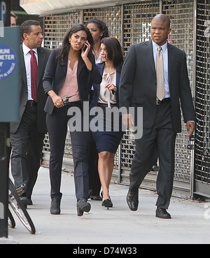 Marsha Thomason, Sharif Atkins schießen auf Position für "White Collar" in New York City New York City, USA - 28.07.11 Stockfoto