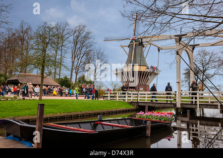 Windmühle, Keukenhof, Lisse, Südholland, Niederlande Stockfoto