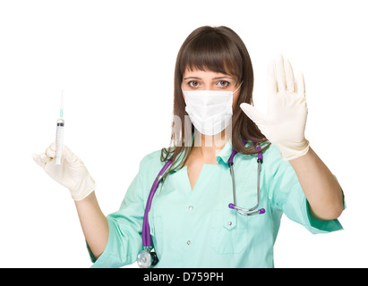 Junger Arzt oder Krankenschwester machen Stop-Schild Stockfoto