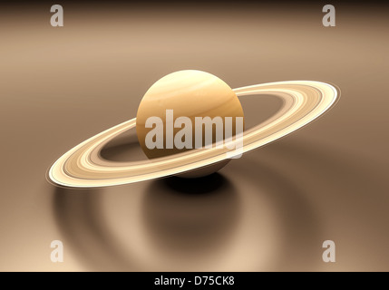 Eine gerenderte Darstellung der Gasriesen Planet Saturn. Stockfoto