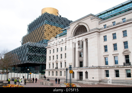 Baskerville-Haus und die neue Zentralbibliothek, Centenary Square, Birmingham, UK Stockfoto