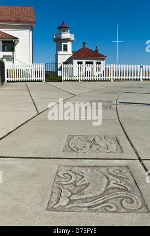 Mukilteo Lighhouse (gegr. 1906) an den Ufern des Puget Sound, Mukilteo, Washington, USA Stockfoto
