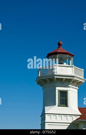 Mukilteo Lighhouse (gegr. 1906) an den Ufern des Puget Sound, Mukilteo, Washington, USA Stockfoto