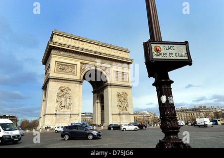 Arc de Triomphe und der Place Charles De Gaulle Paris Frankreich Stockfoto