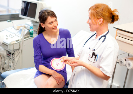 Konzeption-Diagramm, um den Begriff der Schwangerschaft bestimmen. Krankenhaus von Limoges, Frankreich. Stockfoto