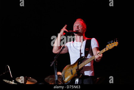 Englischer Musiker führt Sting während eines live-Events in der spanischen Baleareninsel Ibiza. Stockfoto