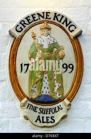 Trade Mark Pub Wandtafel von Bury St Edmunds basierte Brauerei Greene King. Eine große englische Bier Produzent Stockfoto