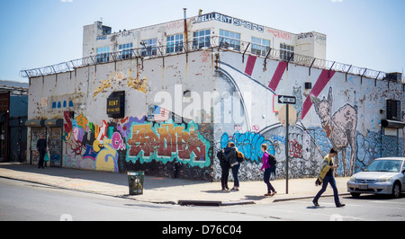 Wandmalereien im Stadtteil Bushwick, Brooklyn in New York Stockfoto