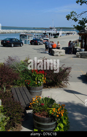 Washington Island Ferry LIne am Hafen in Door County Stadt von Northport, Wisconsin. Stockfoto