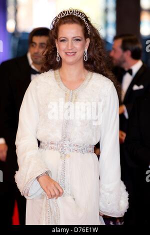 Prinzessin Lalla Salma von Marokko kommen beim Rijksmuseum Abendessen veranstaltet von Königin Beatrix der Niederlande am Vorabend ihrer Abdankung in Amsterdam, Niederlande, 29. April 2013. Foto: Patrick van Katwijk --/ DPA/Alamy Live News Stockfoto