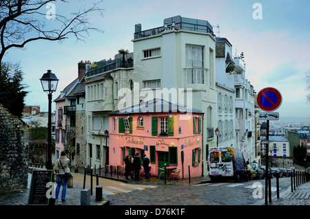 Außenseite des La Maison Rose Restaurant Montmartre Paris Stockfoto