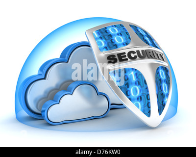 Blue Cloud-Sicherheit (durchgeführt in 3d) Stockfoto
