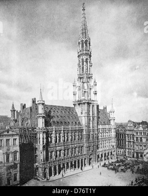 Eines der ersten Autotype Fotos des Brüsseler Rathaus, Belgien, um 1880 Stockfoto