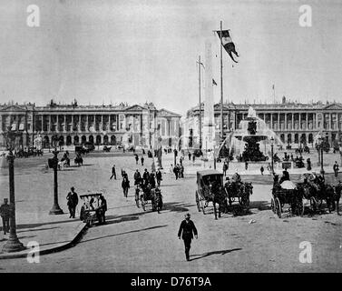 Eines der ersten Autotype Fotos von La Place De La Concorde, Paris, Frankreich, um 1880 Stockfoto