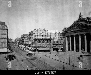 Eines der ersten Autotype Fotos von Le Boulevard Anspach in Brüssel, Belgien, um 1880 Stockfoto