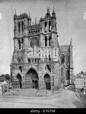 Frühe Autotype von der Kathedrale von Amiens, Frankreich, 1880 Stockfoto