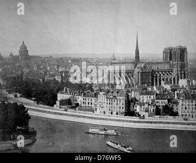 Frühe Autotype der Kathedrale Notre Dame, Paris, Frankreich, 1880 Stockfoto