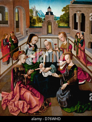 Jungfrau und Kind mit vier Heiligen Jungfrauen 1485 Meister der Virgo inter Virgenes 1475-1510 Niederlande Niederlande Stockfoto