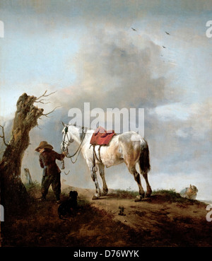 Die grauen Pferd 1646 Philips Wouwerman 1619-1668 Niederländer die Niederlande Stockfoto