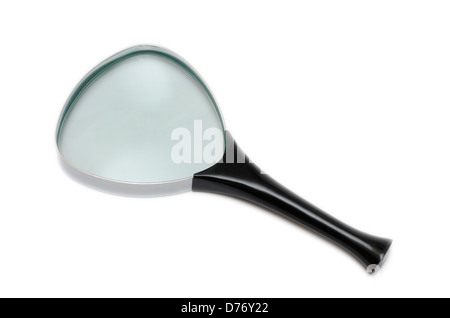 Lupe auf weißem Hintergrund Stockfoto