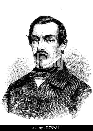 Napoleon III., Charles Louis Napoleon Bonaparte, 1808-1873, französischer Präsident und Kaiser der Franzosen, historische woodc Stockfoto