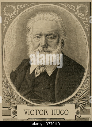 Victor Hugo (1802-1885). Französischer Dichter, Schriftsteller und Dramatiker zur romantischen Bewegung. Gravur. Stockfoto