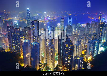 Berühmte Skyline von Hong Kong aus Victoria Peak Stockfoto