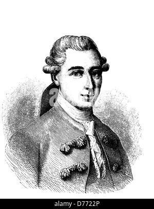 Johann Friedrich Struensee, 1737-1772, Arzt und Minister am dänischen Hof, historischen Holzschnitt, um 1880 Stockfoto