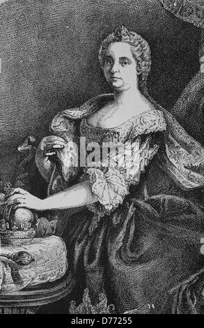 Maria Theresa von Österreich, 1717-1780, souveränen von Österreich und Königin von Ungarn und Böhmen, Holzschnitt aus dem Jahr 1880 Stockfoto