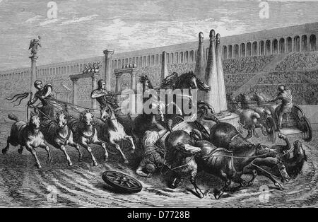 Gladiator kämpfen im antiken Rom, Italien, Holzschnitt aus dem Jahr 1880 Stockfoto