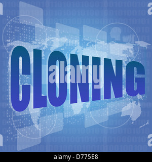 Geschäftskonzept: Worte Klonen ist ein Marketing auf dem digitalen Bildschirm Stockfoto