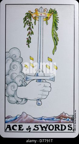 Tarot-Karte "Ace of Swords" Stockfoto
