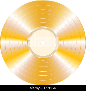 Goldene Schallplatte isoliert auf weißem Hintergrund Stockfoto