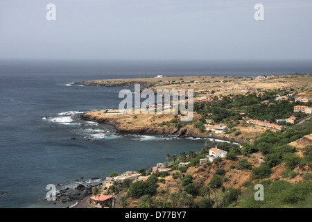 Blick auf die Stadt Cidade Velha von Fortaleza Real de São Felipe auf der Insel Santiago, Kapverden, Afrika Stockfoto