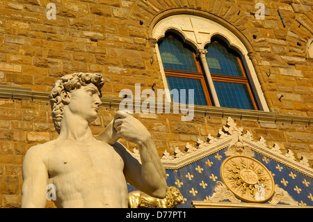 Florenz, Statue des David von Michelangelo, La Signoria Platz, Piazza della Signoria, Toskana. Italien. Europa Stockfoto