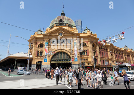 Der Bahnhof Flinders Street, Melbourne, Victoria, Australien Stockfoto