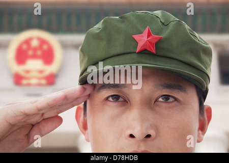 Soldat, salutieren Stockfoto