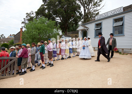 Klasse in Sovereign Hill ehemaligen Goldbergbau Website in Ballarat, Australien Stockfoto