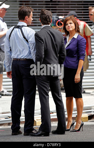 Tim DeKay, Matthew Bomer und Tiffani Thiessen Dreharbeiten am Set von "White Collar" in Manhattan New York City, USA - 30.06.11 Stockfoto