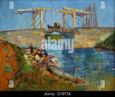 Brücke bei Arles. Pont de Langlois.Arles.march.(1888).by Vincent van Gogh.(1853-1890). Stockfoto