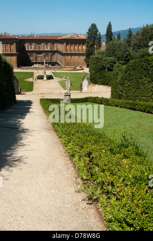 Italien, Toskana, Florenz, Giardino Dei Boboli Garden Hintergrund Palazzo Pitti Palace Stockfoto