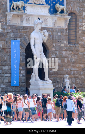 Italien, Toskana, Florenz, die Piazza della Signoria, David, Künstler Michelangelo Buonarroti Stockfoto